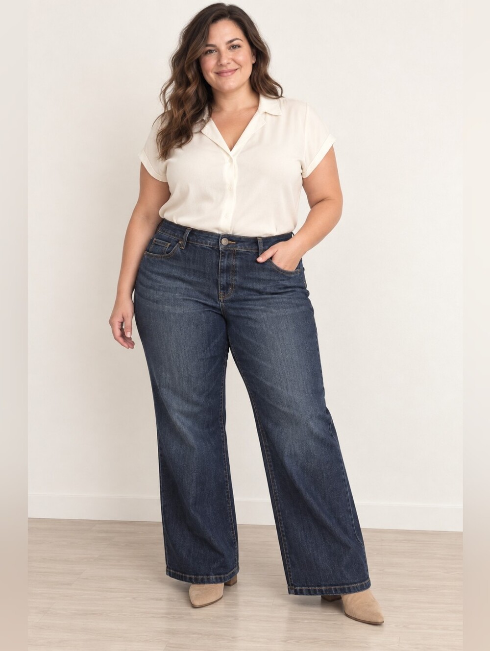 Lane Bryant Size 16 Dark Wash Wide Leg Stretch Jeans